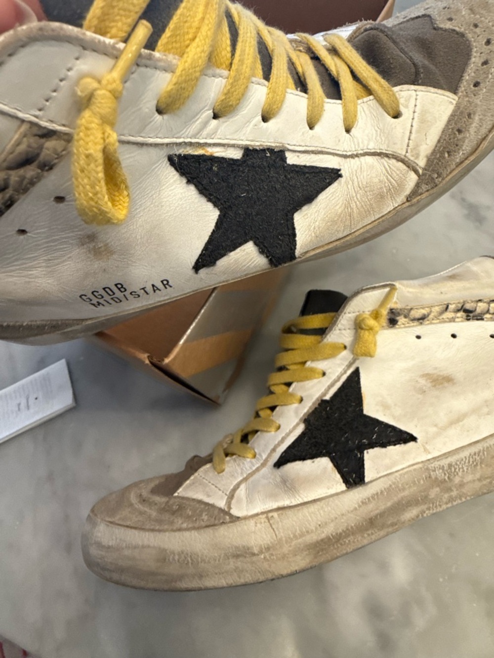 100% Authentic Golden Goose White, Gray and Yellow Sneakers w/ Yellow Laces - Picture 16 of 16
